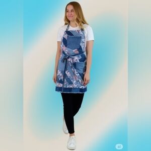 Upcycled Denim Molly Made It Apron 3 pocket Quilted farmhouse Shabby Chic